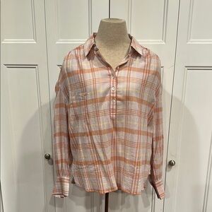Faherty Plaid Button-Up Blouse